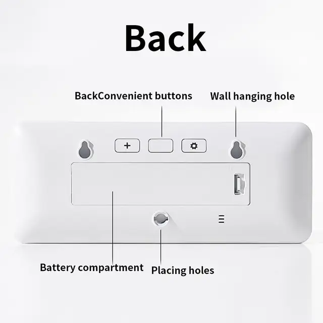 Digital Wall Clock Electronic Wall Mounted LCD Disply Clocks Multifunctional Temperature and Humidity Alarm Clock 5