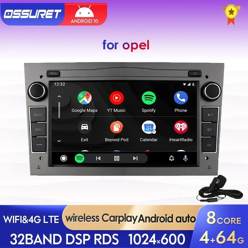 Radio Multimedia con Android para coche, reproductor con Carplay, 2Din, para Opel Astra H, Corsa C, D, Vauxhall, Vectra, Antara, Zafira, Vivaro, Meriva, Combo, Signum 1