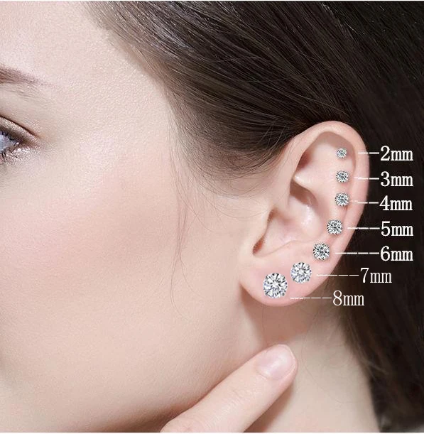 Elegant Titanium Steel Stud Earrings for All Genders with CZ Zircon in Four Stunning Colors