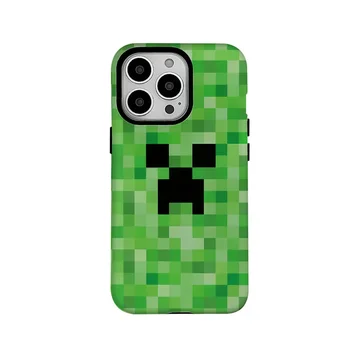 Green Pixel Monster Cartoon Phone Case for IPHONE 16 15PRO MAX 14 13 12 11 PRO 16 Plus Acrylic TPU Two in One Mobile Phone Cases 1