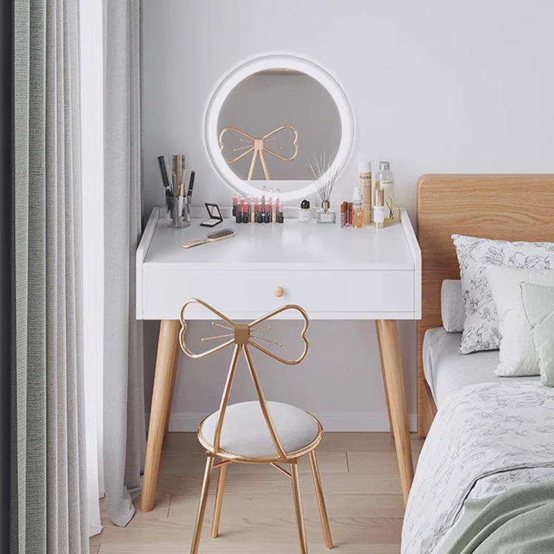 

White Desk Vanity Tables Chair Makeup Modern Small Storage Cabinet Minimalist Corner Tavolo Trucco Nordic Furniture LJ50DT