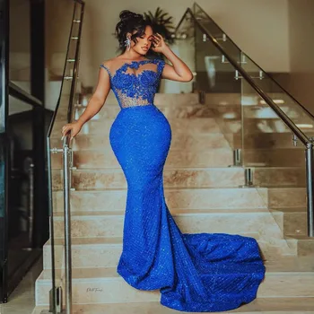 Seun Glitter Beaded Lace Evening  Gown