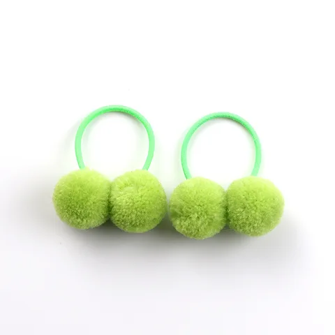 Small Solid Two Fur Ball Hair ring Girls Elastic Rubber Band Hair Bands Cute Hair Accessories Kids Headwear Ornaments