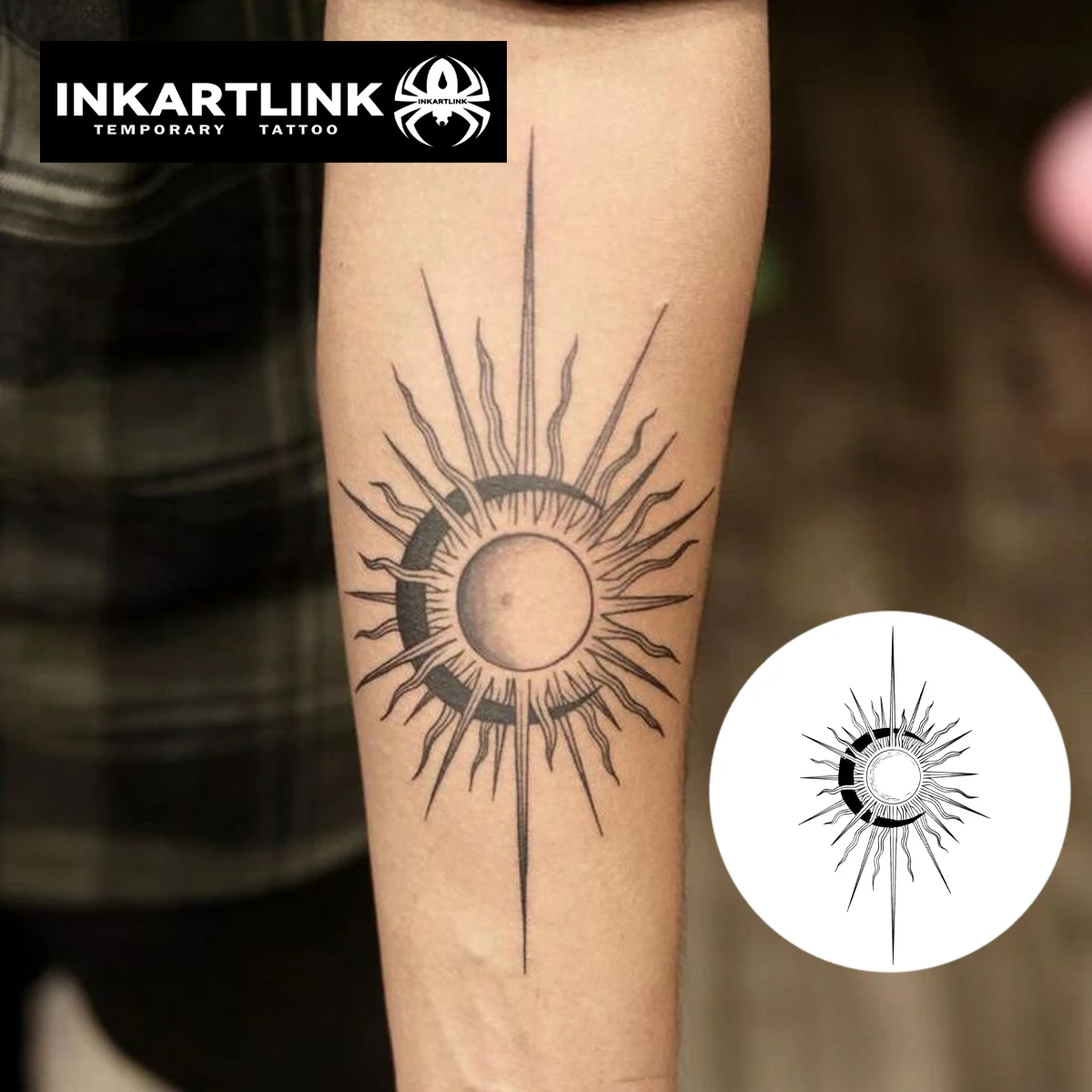 Sun And Moon Temporary Tattoo,Lasts To 15 Days New Technology
