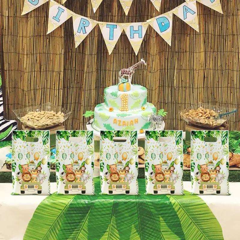 Dschungel Tiere Handtaschen Safari Geburtstag Geschenk Taschen Wild One Geburtstag Dekoration Dschungel Geburtstag Süßigkeiten Taschen Baby Dusche Dekor – Detail 5