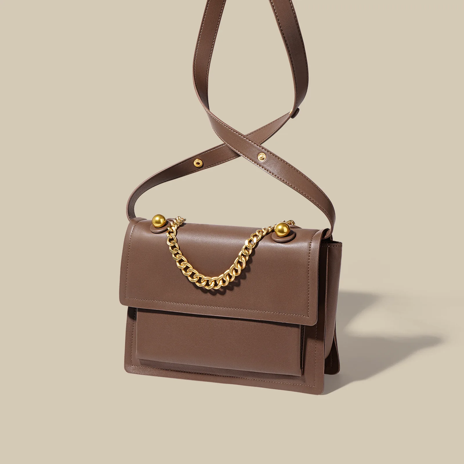 2023 New Arrival Genuine Leather Shoulder Bags for Women Vintage Chain Messenger Bag Designer Luxury Saddle Bag with Zipper