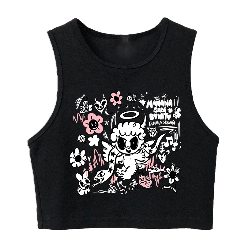 Hip Hop Inspired Bichota Graphic Crop Top Tee