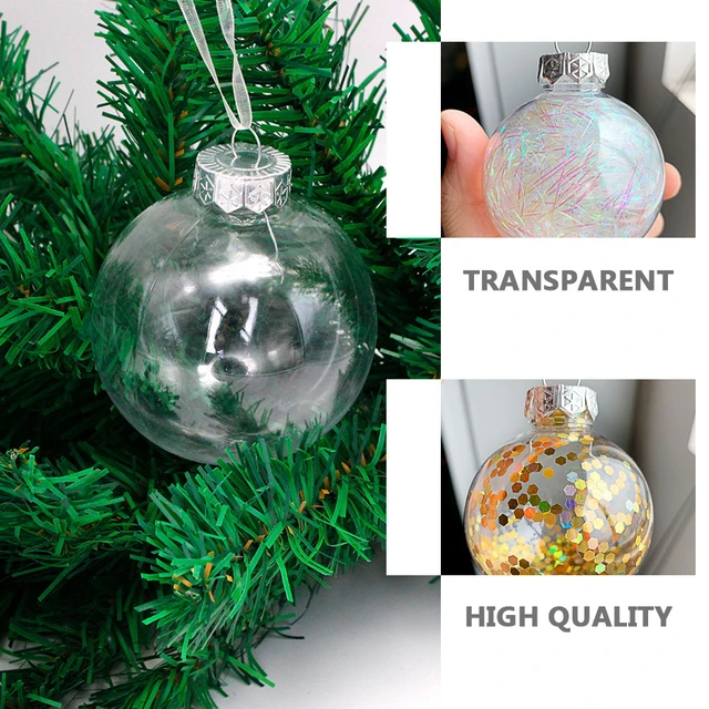 10 Pcs Christmas Balls DIY Circle Tree Decorations Clear Fillable