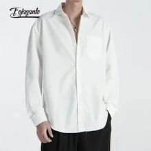 

FOJAGANTO Spring Men's Shirts Casual Solid Color Versatile Single Breasted Shirt Loose Boyfriend Long Sleeve Fashion Shirts Male