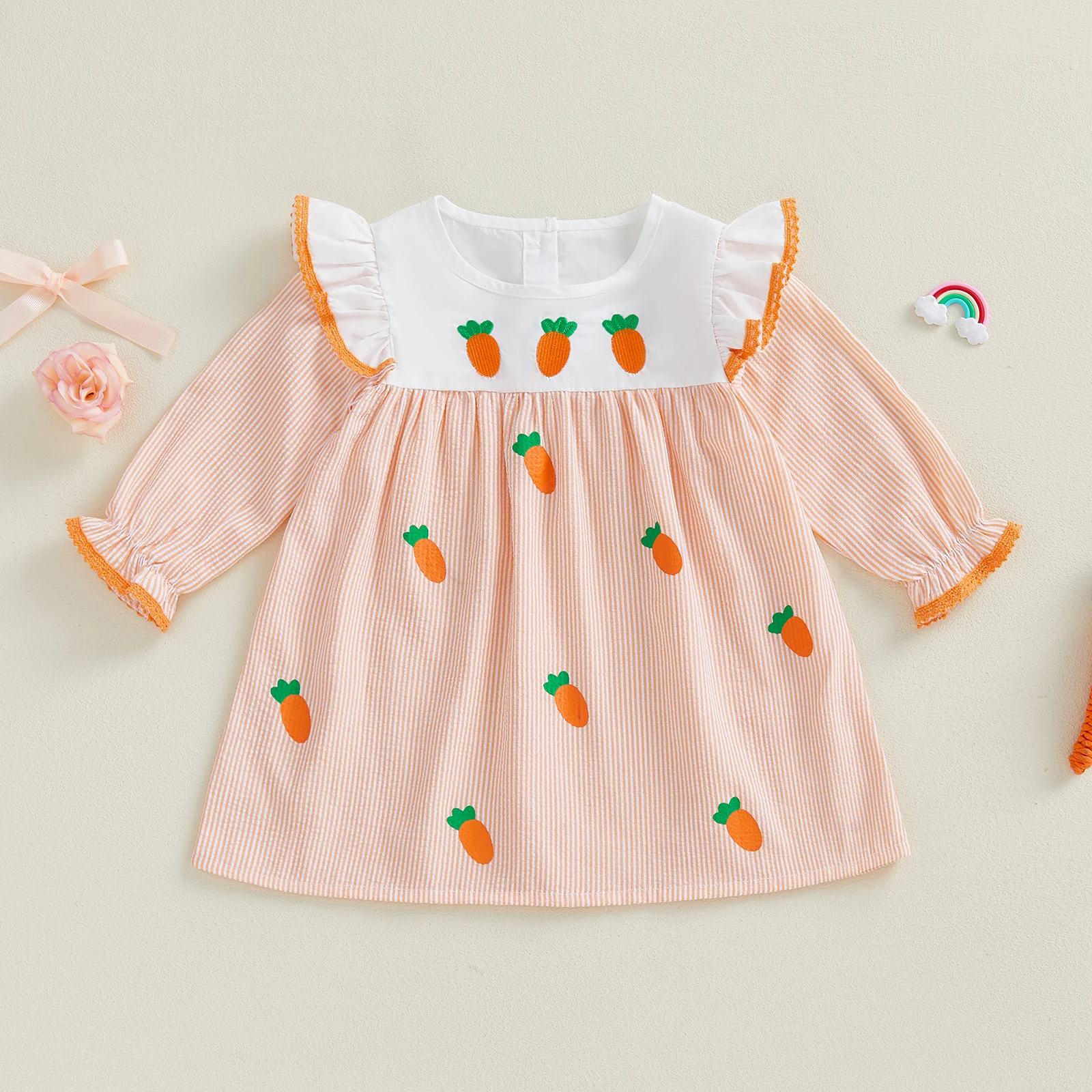 Adorable Baby Girl Easter Outfit Floral Bunny Embroidered Sleeveless Dress with Matching Headband Spring Clothes for Toddler