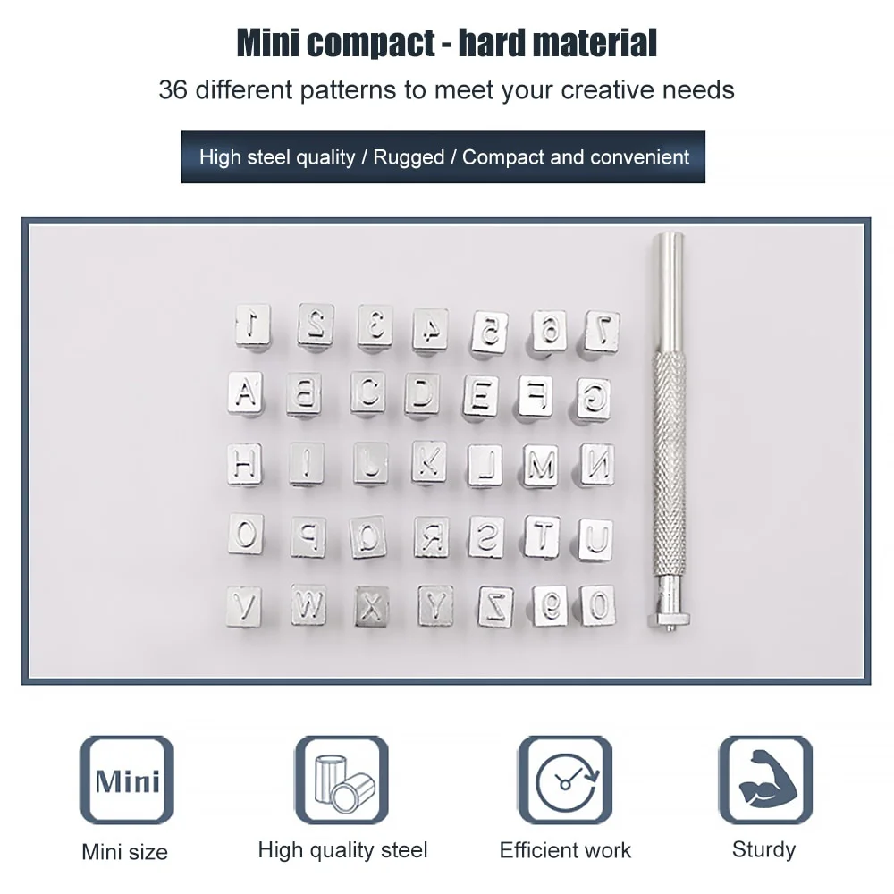 Alphabet Number Stamp Set 36pcs/sett DIY Leather Seal Engraving Craft Tool Steel Alphabet Number Stamp Leather Craft Stamps Metal Printing