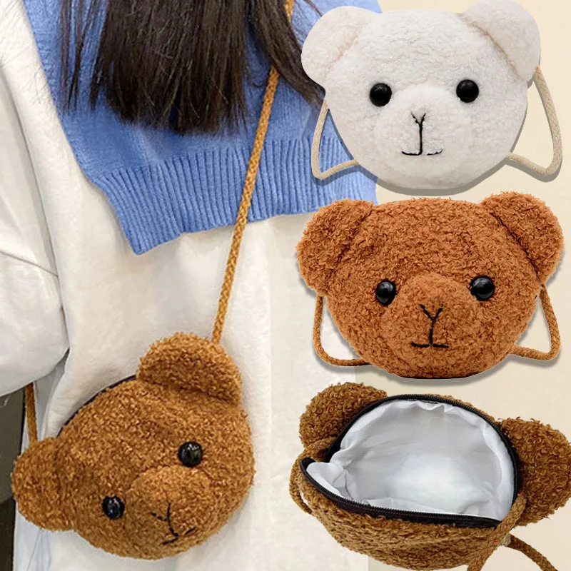 

Cute Cartoon Plush Bear Shoulder Bag For Children Kids Messenger Bags Kawaii Coin Purses Little Girls Stuffed Animals Backpack