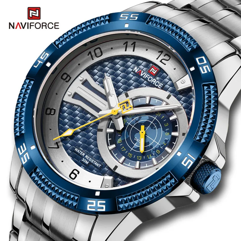 

NAVIFORCE Male Quartz Wristwatch Stainless Steel 3ATM Water Resistant Men's Watches Date Luminous Clock Relogio Masculino 2023