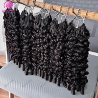 de au crochet 100% cheveux huains, type plume, 12A, bouclés , noir naturel, pré-séparées 5
