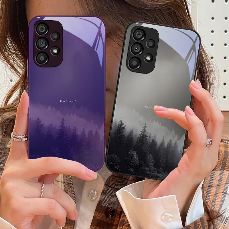 Misty Forest Black Tempered Glass Phone Case