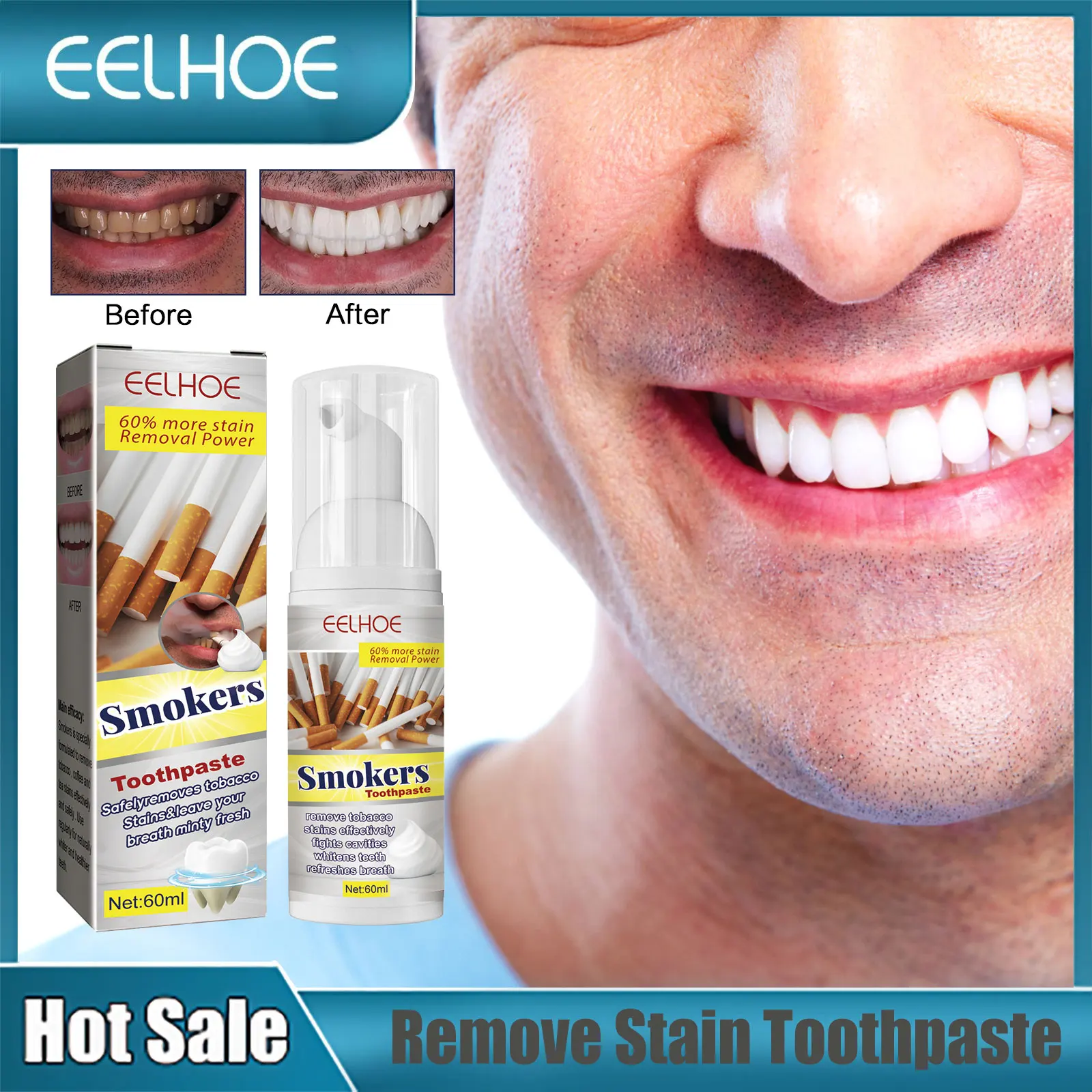 

Removal Smoke Stains Toothpaste Whitening Yellow Teeth Correct Cleansing Plaques Cavities Fresh Breath Dental Care Oral Hygiene