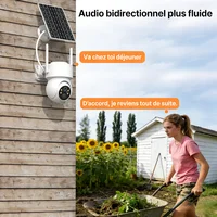 WONSDAR – caméra PTZ solaire sans fil, 2 pièces, batterie intégrée, caméra de surveillance vidéo extérieure, longue durée de veille, iCSee 6