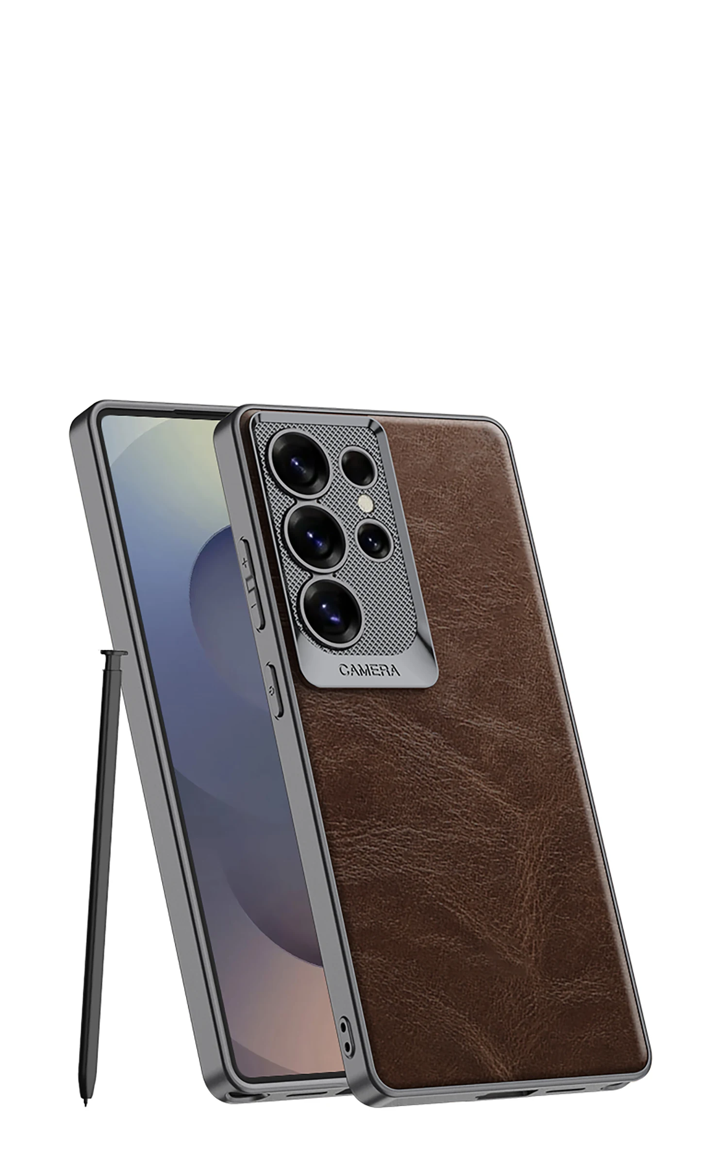Luxury Oil Wax Leather Case For Samsung Galaxy S25 S24 S23 Ultra Plating Camera