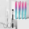 Eyebrow Tweezer Set,6 Pcs Tweezers Set for Women, Precision Tweezer for Eyebrows with Curved Scissors for Ingrown Hair 2