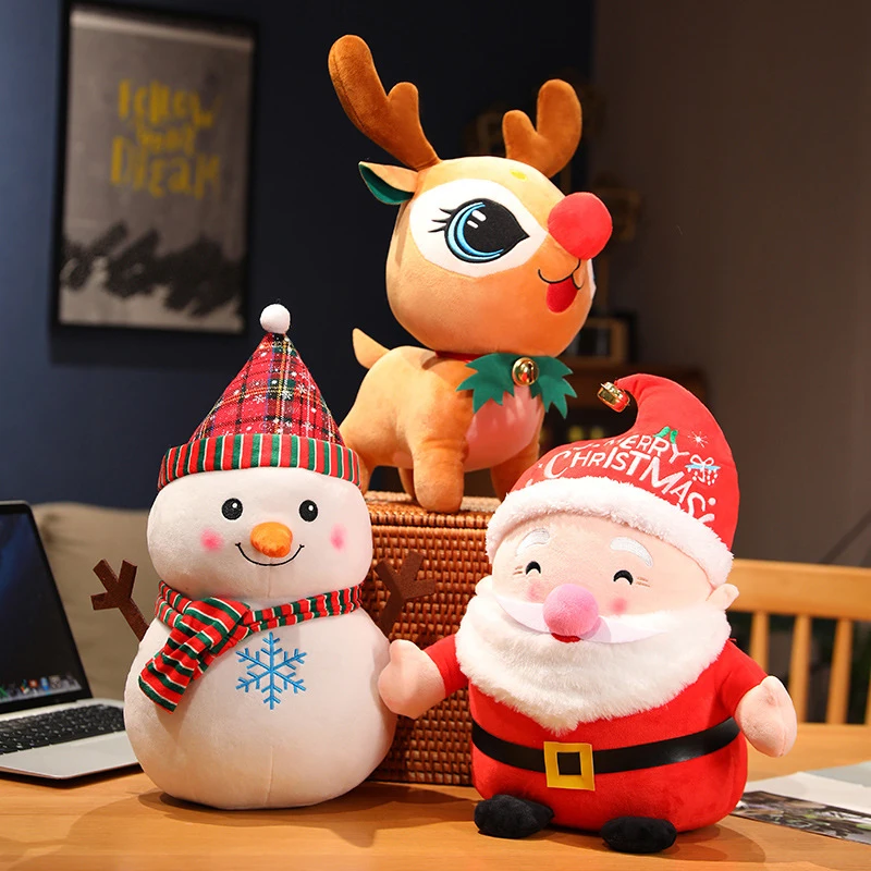 

1PC 20/23cm Lovely Santa Claus & Snowman Elk Plush Toys Stuffed Animal Doll Christmas Gifts For Children Kids Home Decoration