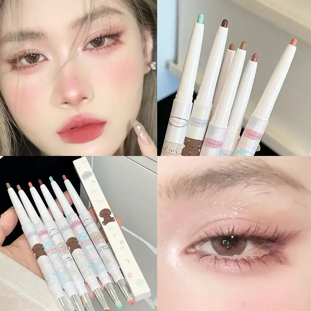 Matte Pink Lying Silkworm Pen Color Natural Brightening Glitter Eye Shadow Pencil Shimmer Glue Eyeliner Waterproof Korean Makeup 4