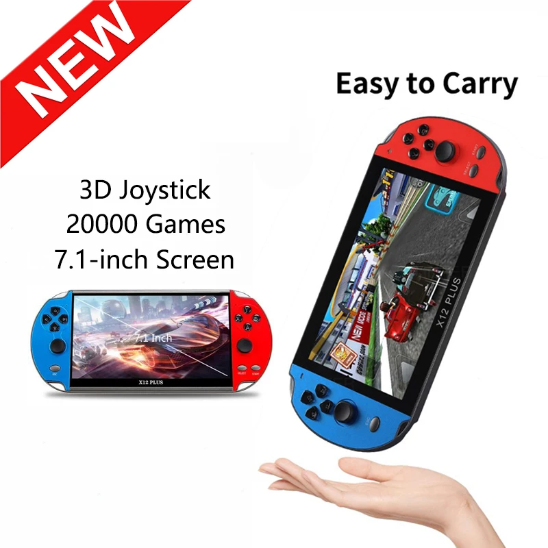 

New X7/X12 Plus Handheld Game Console 4.3/5.1/7.1 Inch HD Screen Built-in 10000+ Classic Games Portable Audio Video Game AV Play