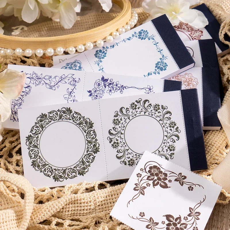 

20pieces/pack Flower Memo Embossed Art Lace Flower Frame Handwriting Simple DIY Hand Decoration Primer scrapbooking 172*78mm