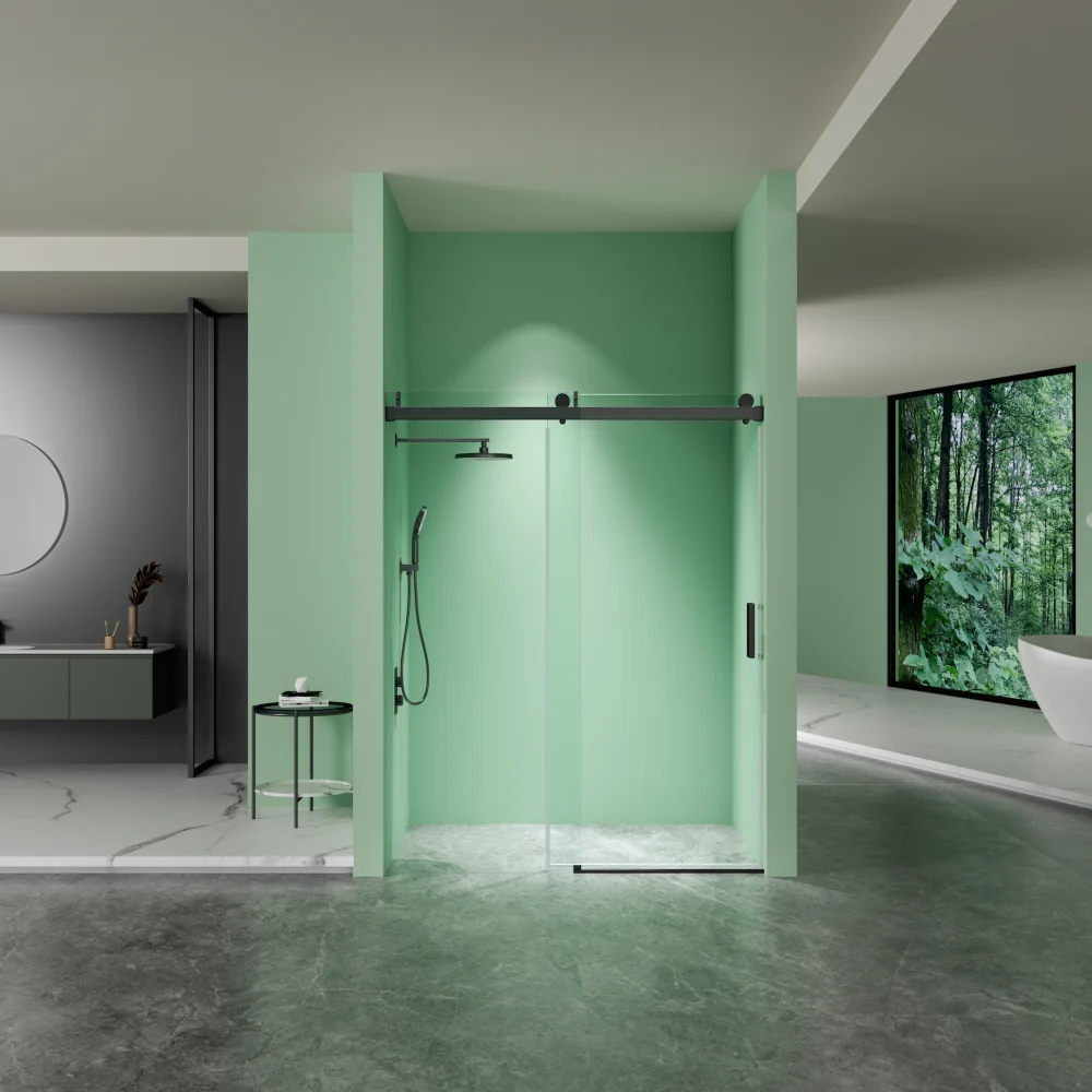 56"-60" W x 76" H Frameless Soft-closing Single Sliding Shower Door, 3/8" (10mm) Tempered Glass with Easy-cleaning Coating