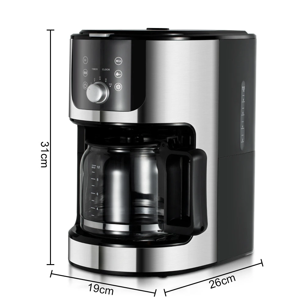 Automatic Drip Coffee Machine with Built-in Grinde...