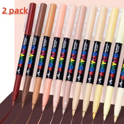 Vibrant 12 - Color Skin Tone Soft Tip Acrylic Markers for Creative DIY Projects (2pack)