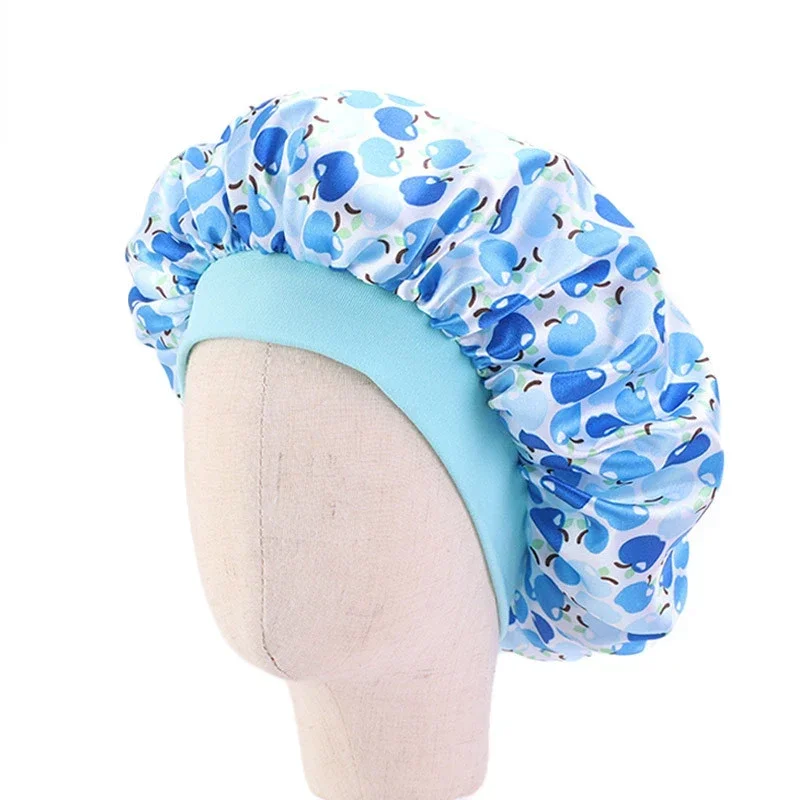 Baby Kids Satin Bonnet Sleep Hat Silk Shower Cap Night  Hair Care Beanie Turban  Child Boy Girls Flower Print s 2-8Y 2