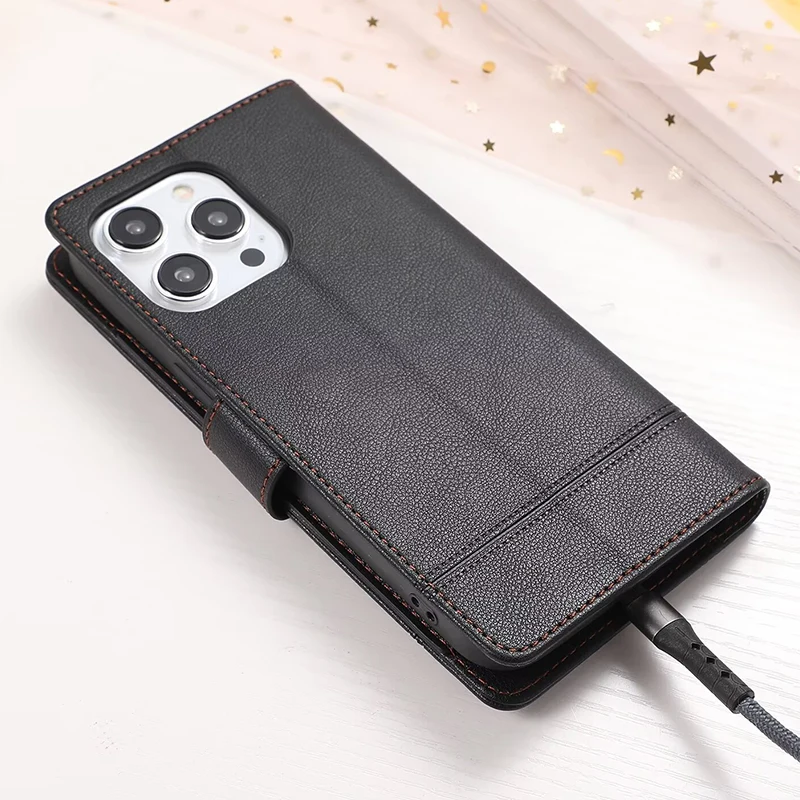 Deluxe Mirror Flip Wallet Case - Leather Cover