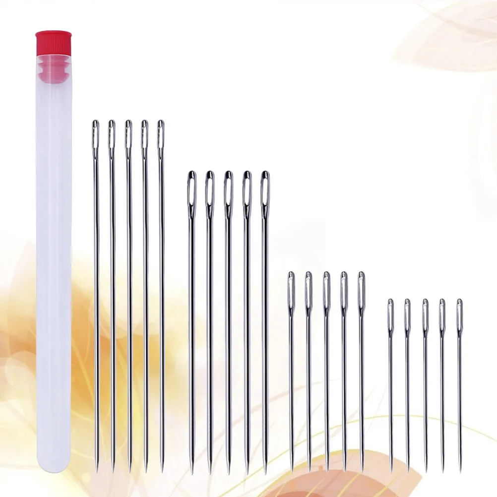 20개 스티치 바늘 세트, 큰 눈구멍 긴 바늘, 다양한 길이, 바느질, 뜨개질, 수공예용 스티치 바늘