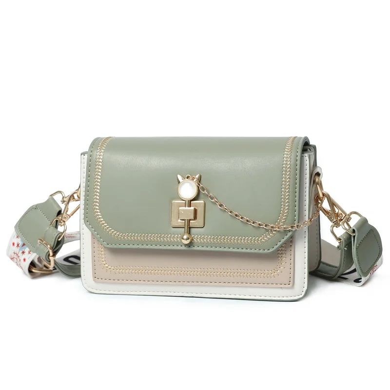 New PU Domestic Candy Color Trend Crossbody Handheld Lock Small Square Bag