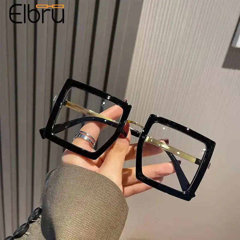 

Очки Elbru в винтажном стиле для мужчин и женщин, оптические аксессуары для близорукости, в металлической квадратной оправе, в стиле ретро, при близорукости, 0-400