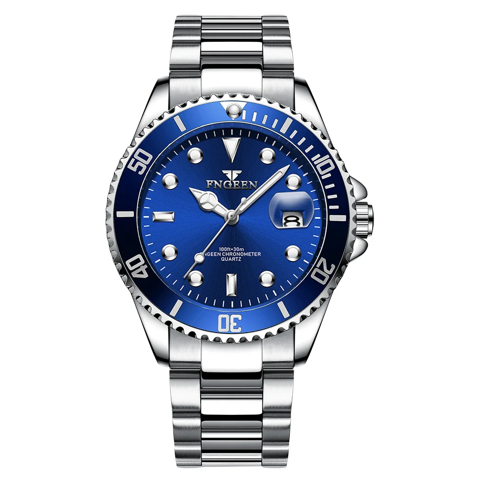 FNGEEN Fashion Ultra-thin Mens Watches Luxury Men Analog Quartz Watch Business Military Stainless Steel Date Sport Wristwatch