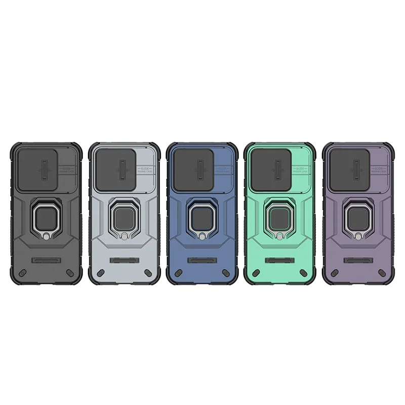 Non-Slip Rugged Armor Shockproof Case with Pro Camera Protection & Metal Ring Stand