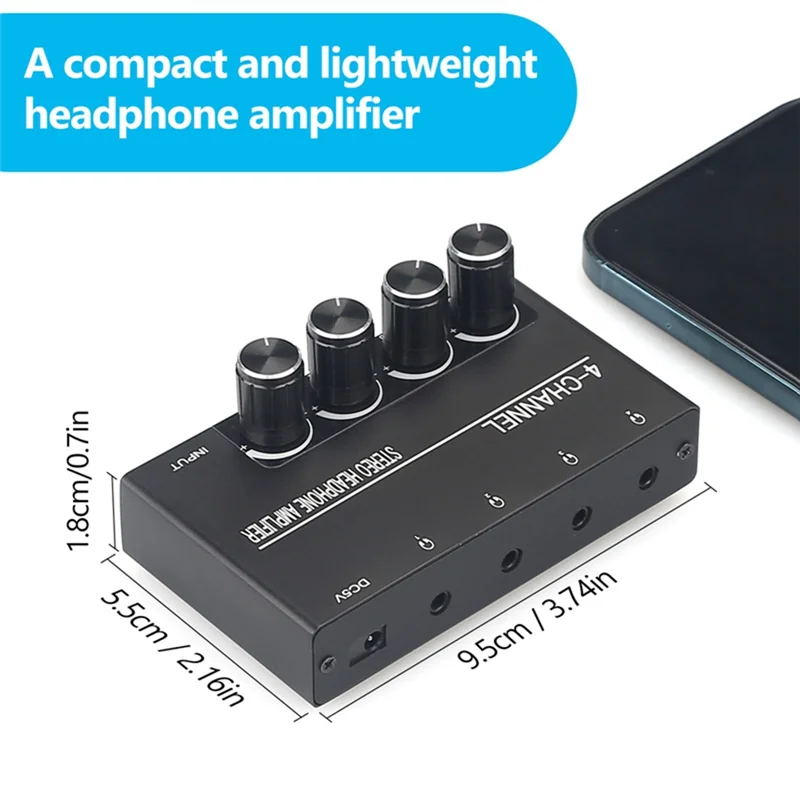 B03B-4 채널 헤드폰 앰프 스테레오 오디오 앰프 헤드폰 분배기, 4개의 3.5MM 헤드폰 출력 및 3.5MM 오디오 입력