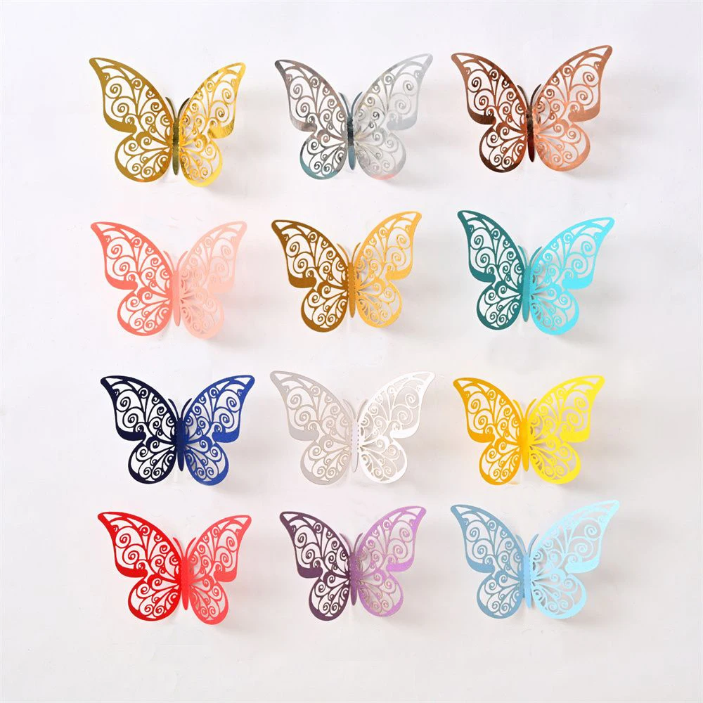 3d Stickers 3d Wall Stickers Butterfly Wall Decor 12Pcs 3D Butterfly Wall Stickers Hollow Butterflies Decals Butterflies Wall Art Decor For Wedding Party Home Decoration Stickers