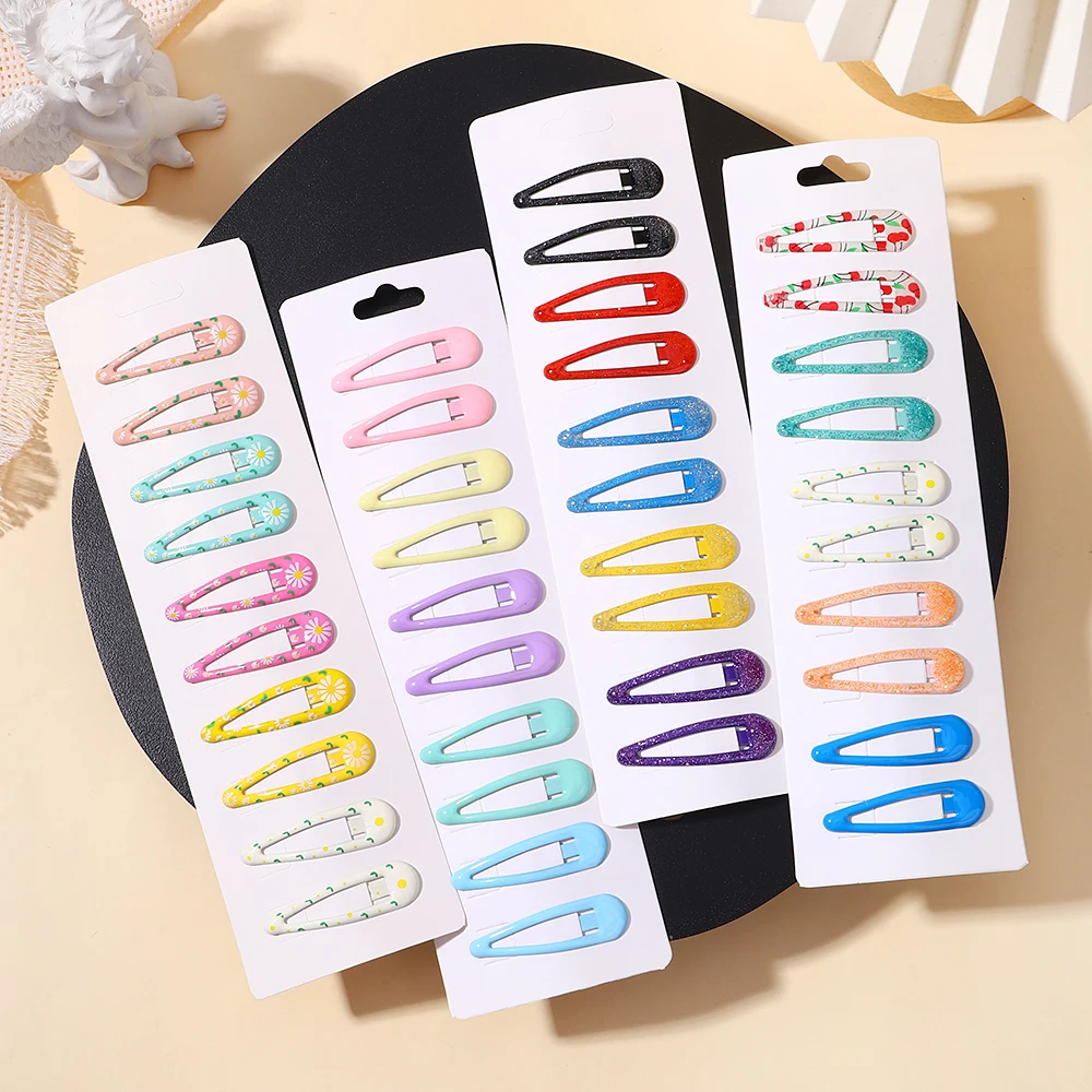 

10Pcs/set Kids Colorful Dopamine Hair Clip for Girl Water Drops Bangs Clip Hairpins Baby Broken Hair BB Clips Headwear Wholesale
