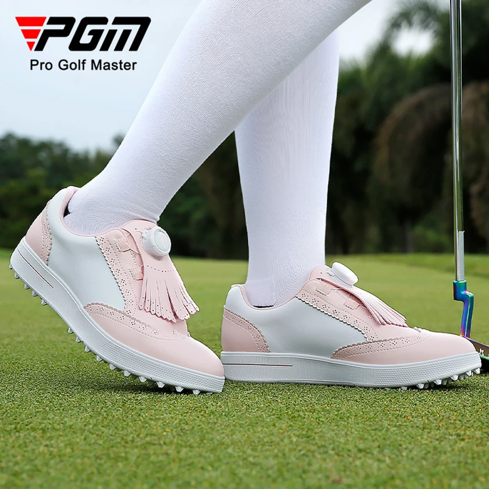 

PGM Women Golf Shoes Removable Studs Waterproof Non slip Buttons Sports Shoes Casual Microfiber Leather Sneakers