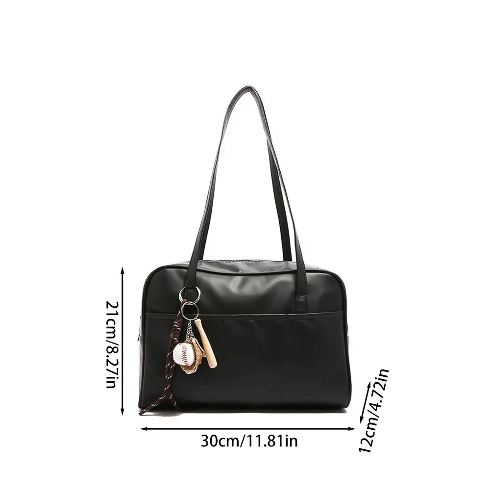 Fashion PU Leather Shoulder Bag with Pendant Large Capacity Women Girls Crossbody Bag Portable Tote Bag Shopping Bag