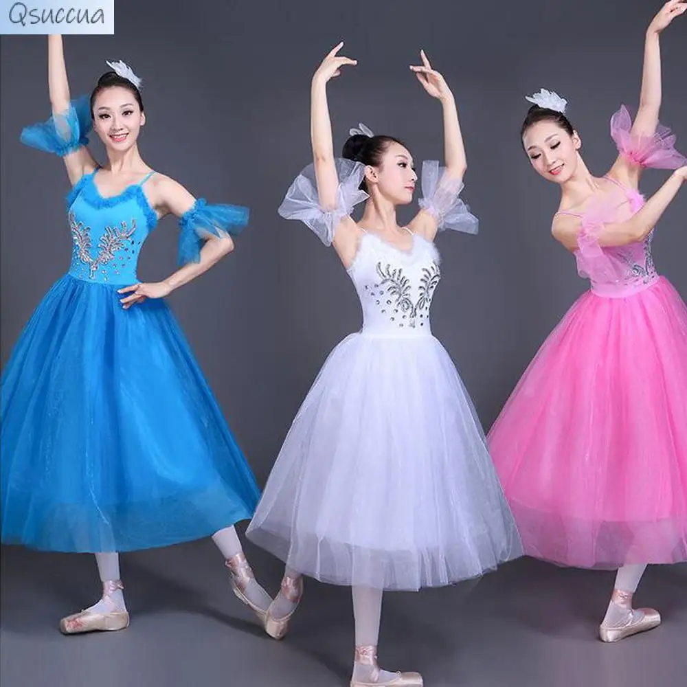 

New Adult Long Ballet Skirt Gauze Skirt Exercise Dress Dance Little Swan Lake Costume