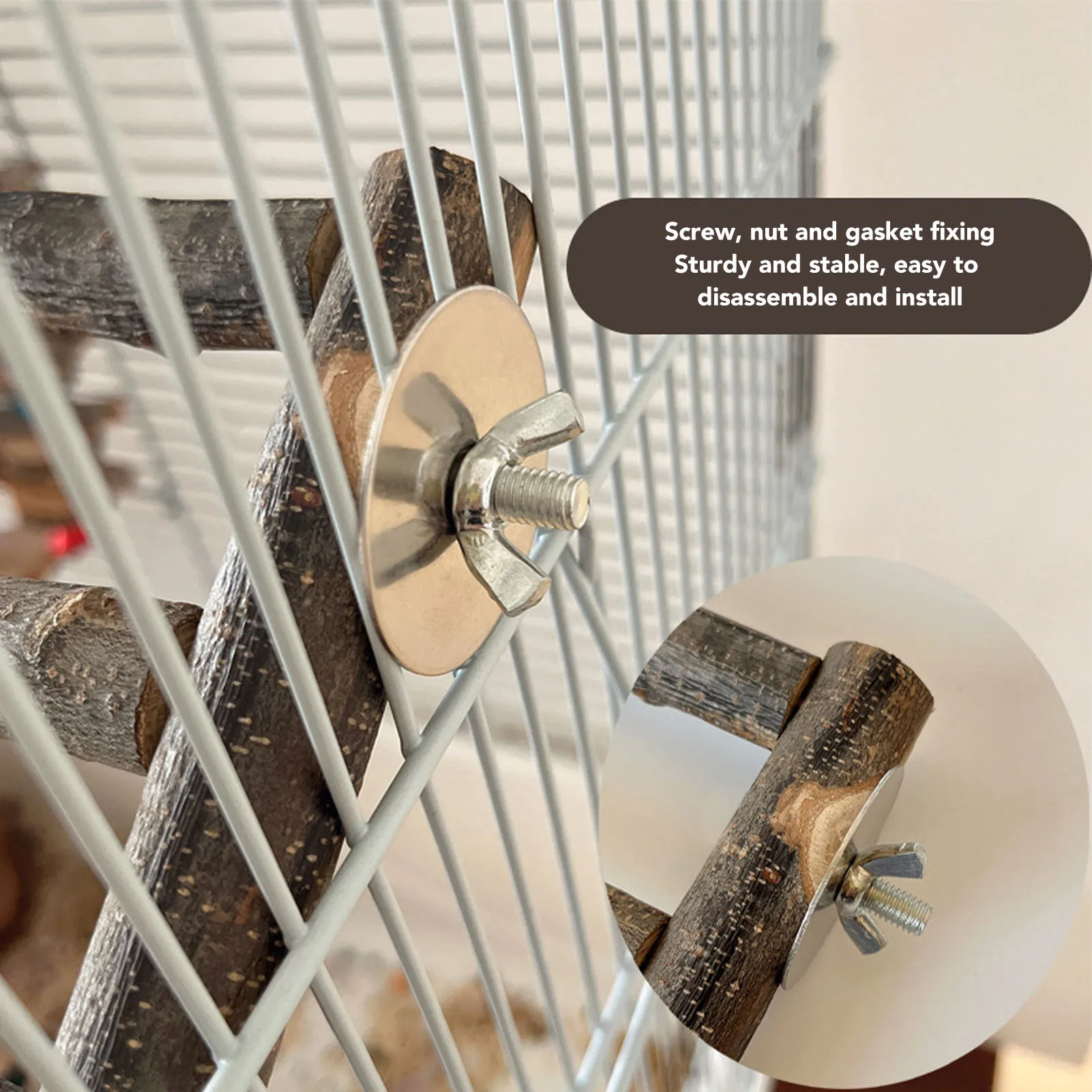 Bird Wooden Ladder Grinding Claws Multi Step Ladder Parrot Perch For Small Medium Parrot 7 Step