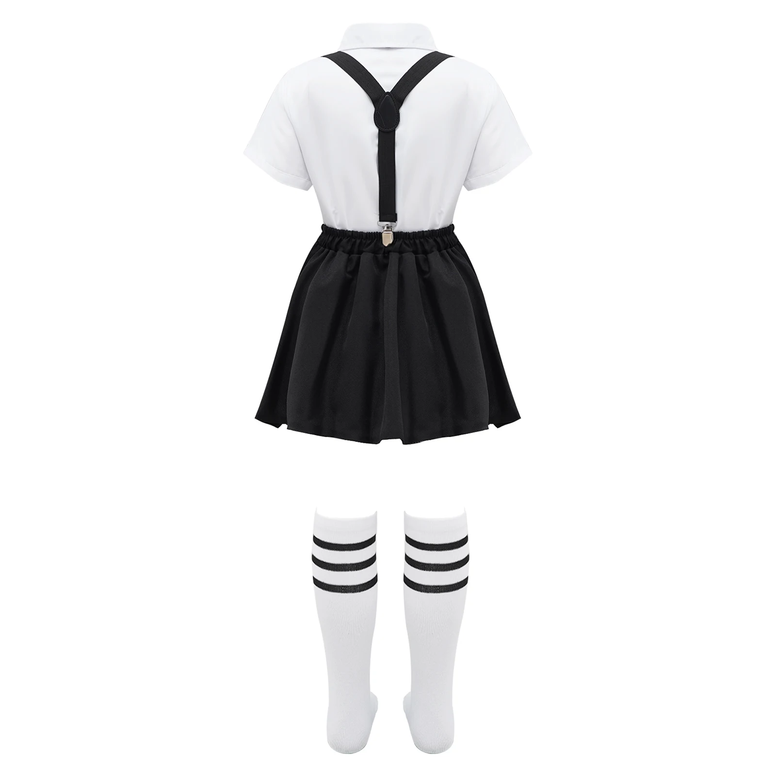 Children Girls Choir Outfits School Uniform Bow Tie Shirt with Suspender Skirt and Socks Schoolgirls Stage Performance Costume japanese school uniform school performance clothes