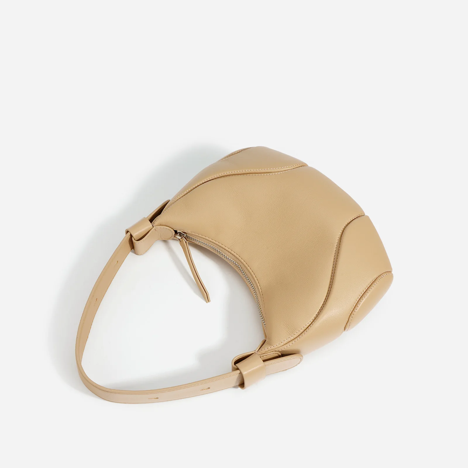 Trendy Genuine Leather Baseball Crossbody Bags for Women with Zipper Moon Shape Shoulder Bag Luxury 2023 New Ladies Handbags