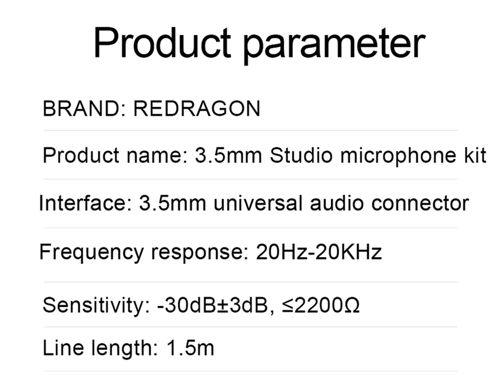 Redragon 3.5mm XLR Condenser Microphone With Tripod Audio 3.5mm Computer Studio For PC Broadcasting Karaoke Recording phone