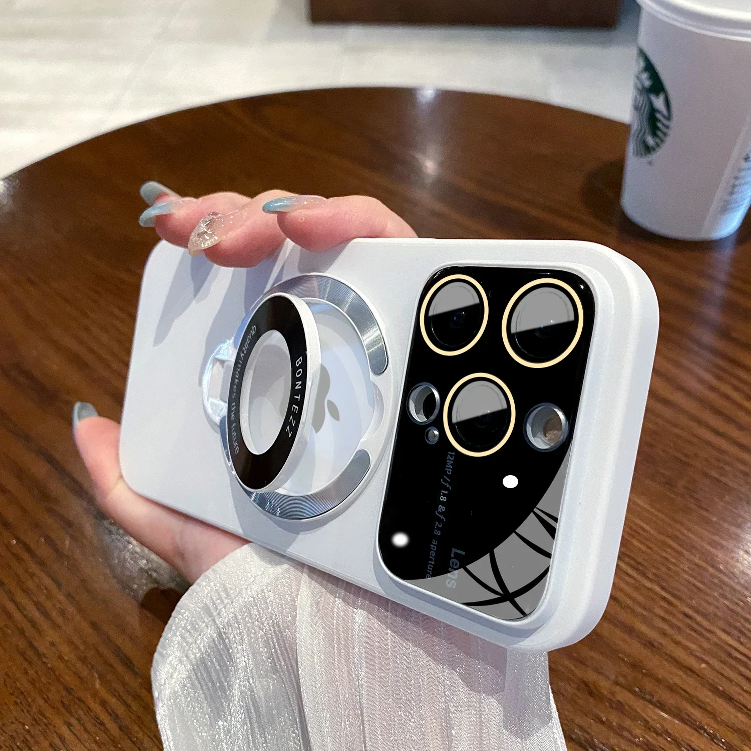 Enhanced Magnetic Flip Bracket with Large View Lens Protection and Hard Shell Cover