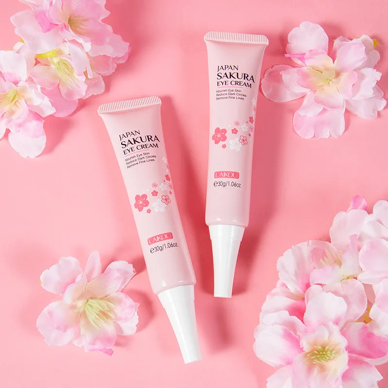 10PCS/LOT Cherry blossom 30g Eye Cream Moisturizing Remove Dark Circles Fade Fine Lines Lifting Brightening Eye Skin Care Cream