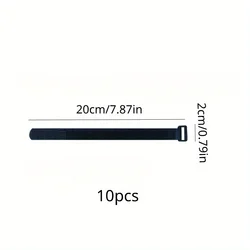 Durable Reusable Nylon Cable Straps with Hook and Loop Fastening - 10pcs (20cm)